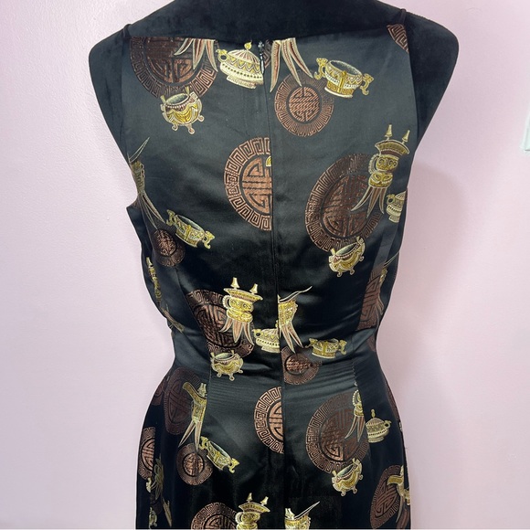 Asian Vintage Silk Blend Dress Asian Inspired print by Karen Kane Blooming black - Picture 13 of 13